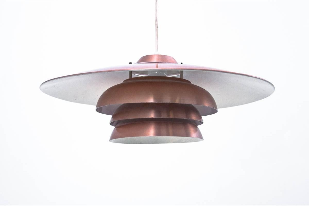 Danish Metal Brass Ceiling Lamp, 1970s In Good Condition In Chorzów, PL
