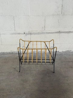 Danish Metal Magazine Holder with Woven Vinyl String Mid-Century Modern 1950s