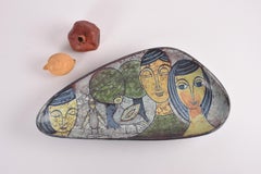 Grande ciotola danese Michael Andersen con motivo di volti e smalto di Persia 1960