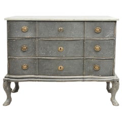 Danish Mid-18th Century “Blomsnider” Painted Pine Baroque Chest