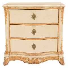 Danish Mid-18th Century Cream White Baroque Chest of Drawers, Denmark ca. 1750