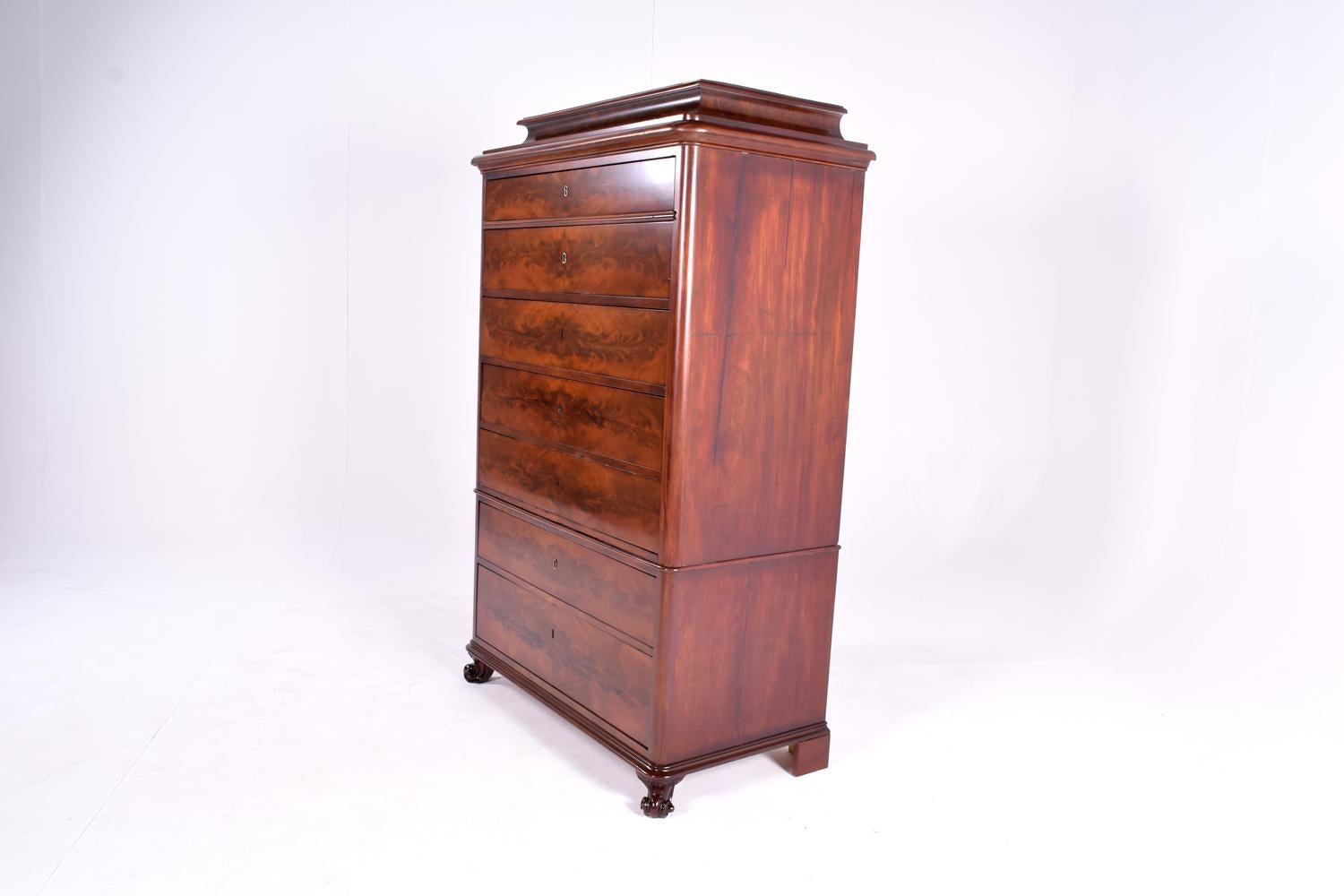Danish Mid-19th Century Biedermeier Commode Tall Chest of Drawers In Good Condition In Lisboa, Lisboa