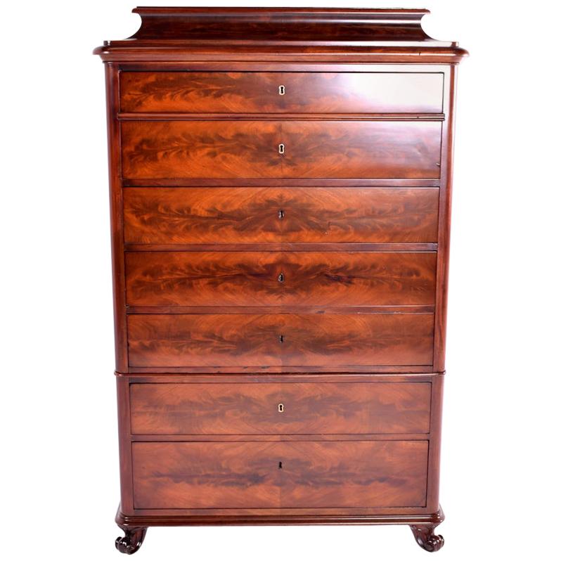 Danish Mid-19th Century Biedermeier Commode Tall Chest of Drawers