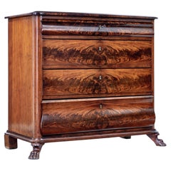 Danish Mid-19th Century Flame Mahogany Chest of Drawers