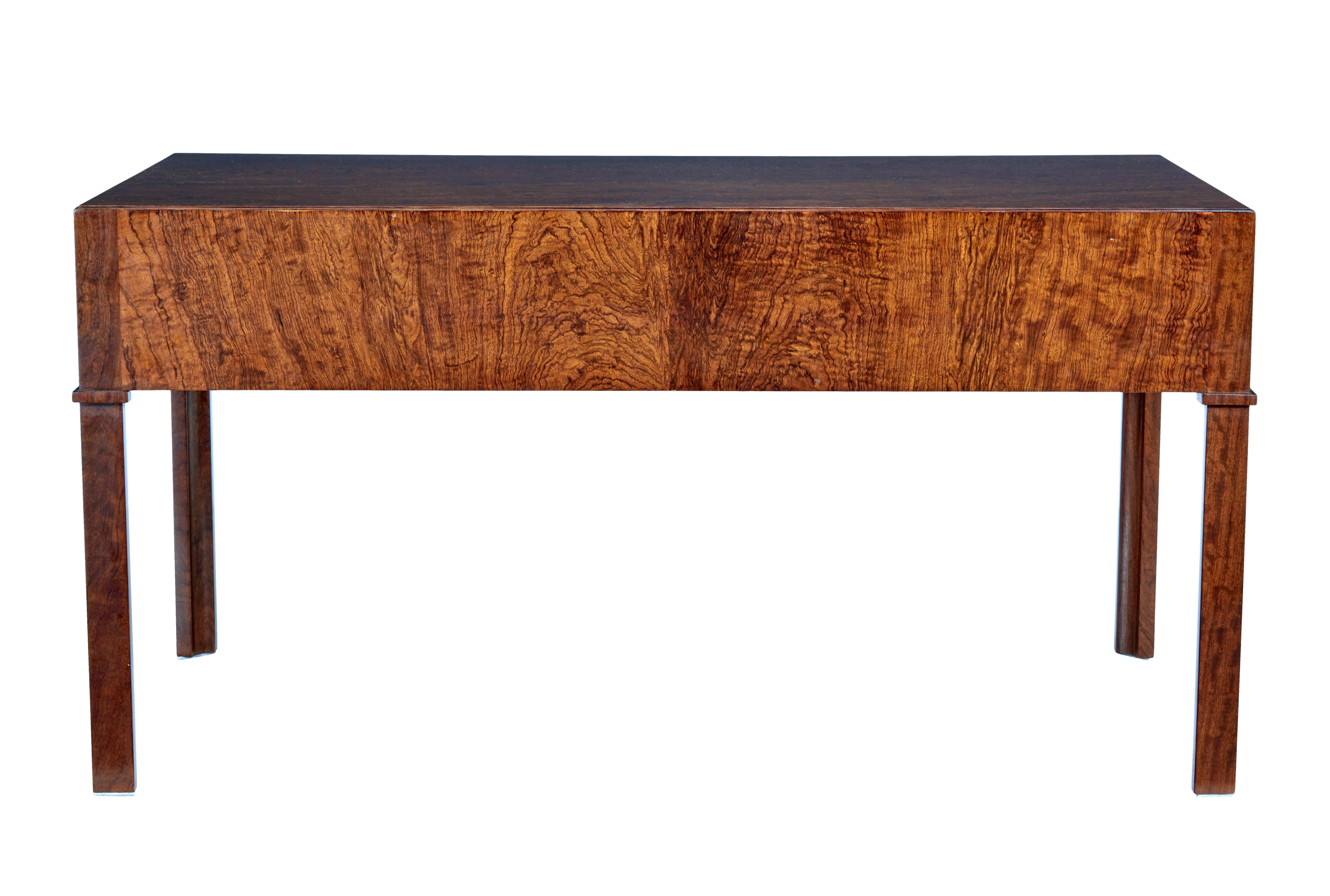 Danish mid 20th century burr walnut desk In Good Condition For Sale In Debenham, Suffolk