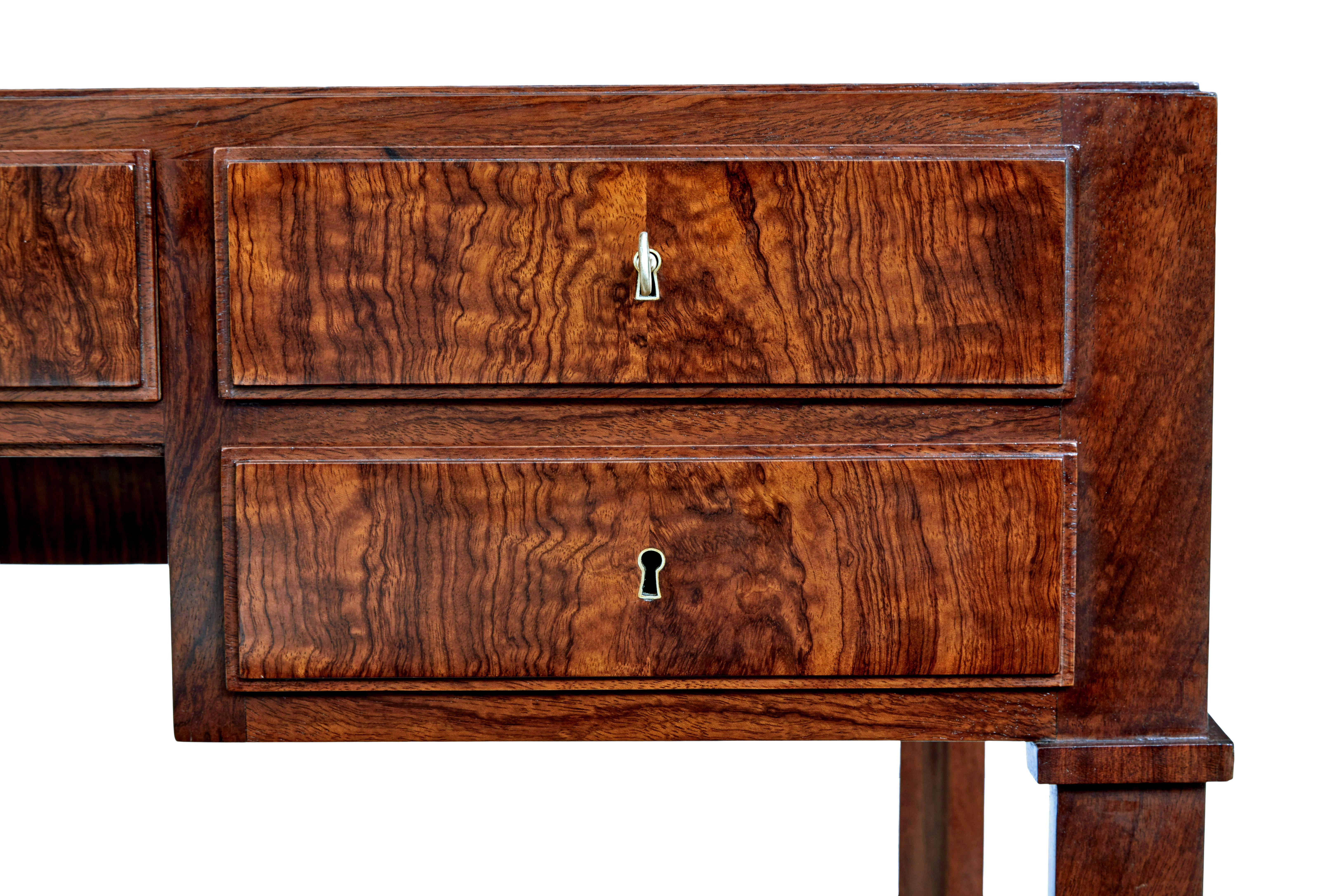 Walnut Danish mid 20th century burr walnut desk For Sale