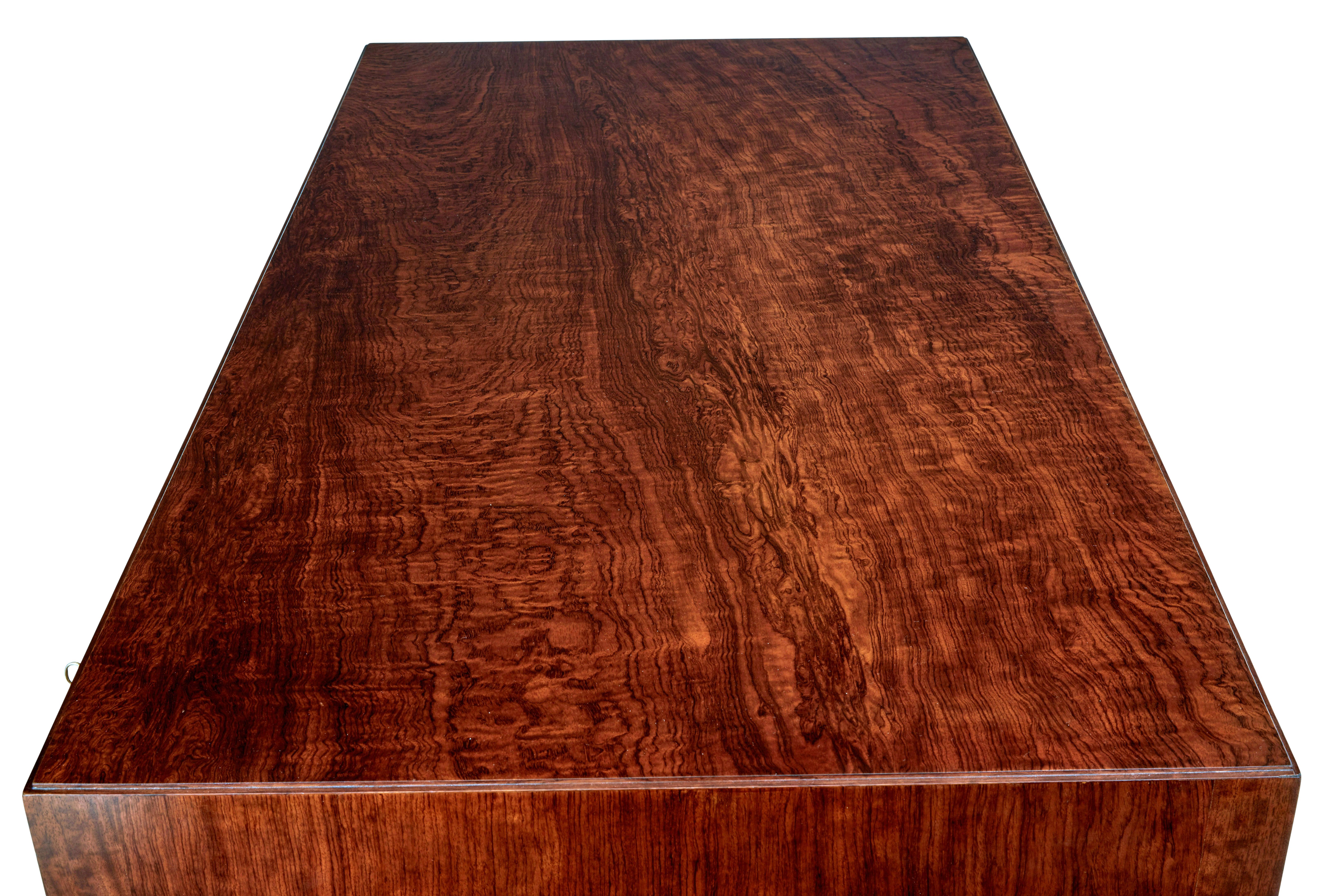 Danish mid 20th century burr walnut desk For Sale 1