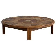 Danish Mid-20th Century, Tue Poulsen Coffee Table, Wood Frame & Ceramic Tile Top