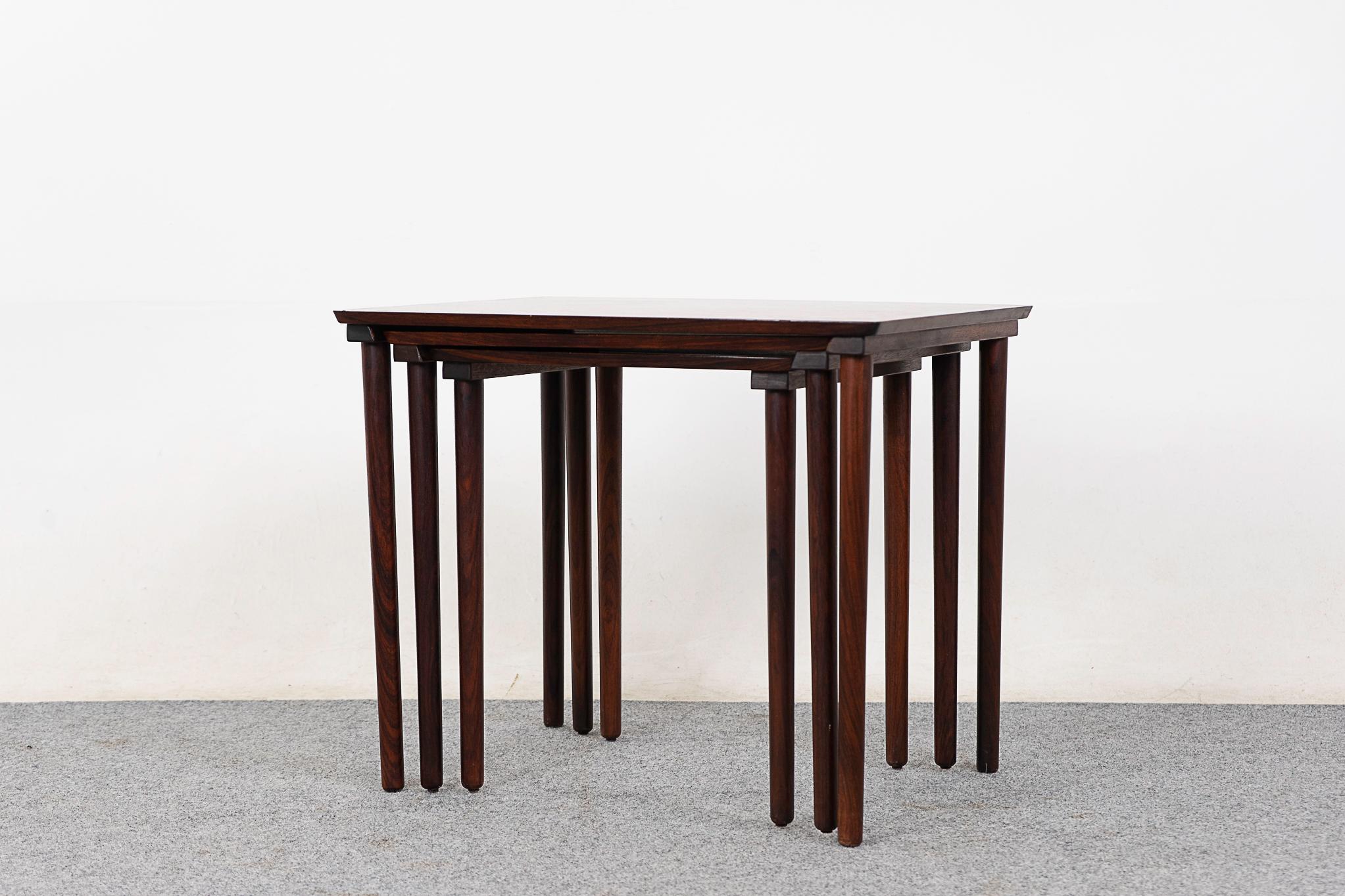 Veneer Danish Mid-Centruy Modern Rosewood Nesting Tables by Mobelintarsia For Sale