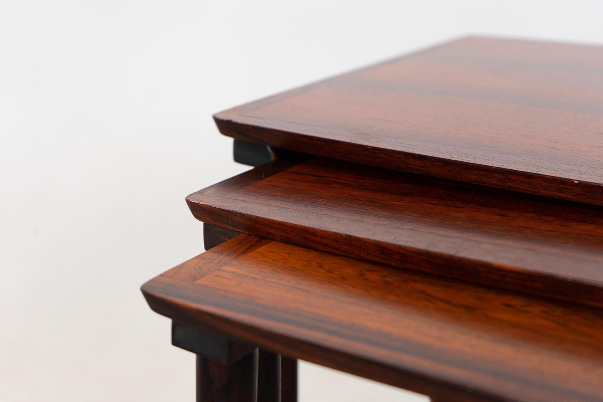 Mid-20th Century Danish Mid-Centruy Modern Rosewood Nesting Tables by Mobelintarsia For Sale