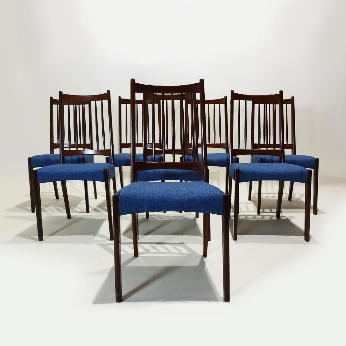 Danish Midcentury 10-Seat Extending Rosewood Dining Table and Eight Chairs 1
