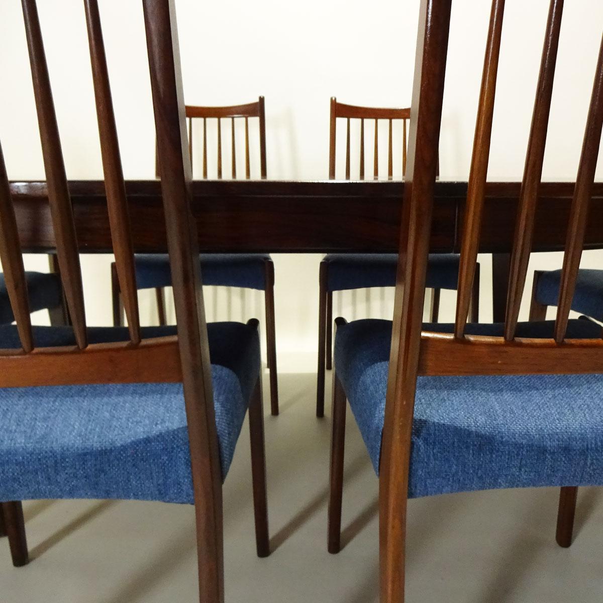 20th Century Danish Midcentury 10-Seat Extending Rosewood Dining Table and Eight Chairs