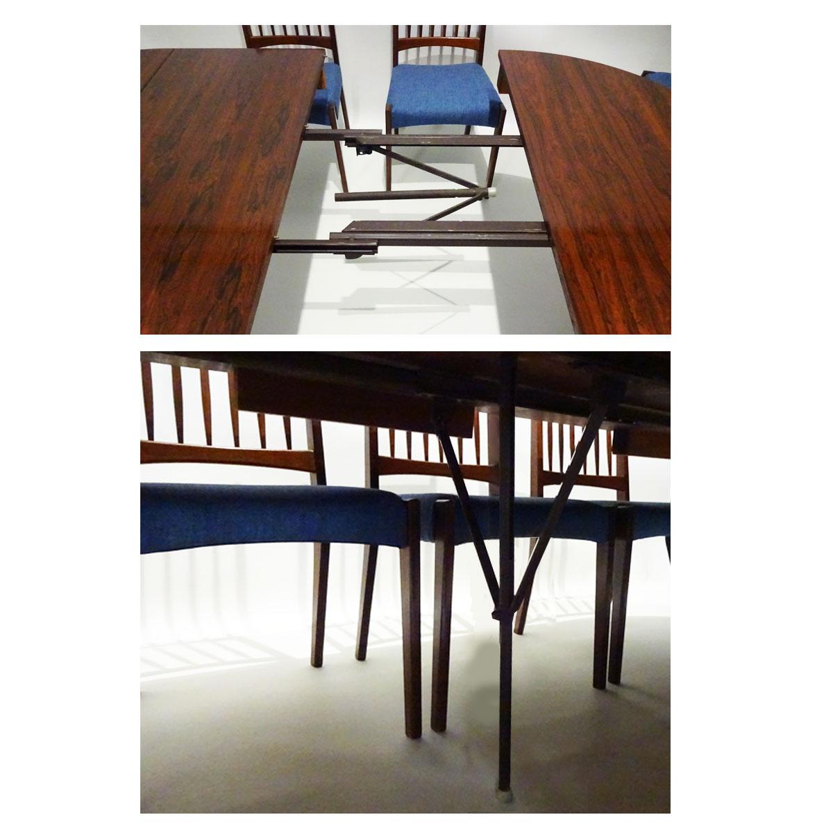Fabric Danish Midcentury 10-Seat Extending Rosewood Dining Table and Eight Chairs