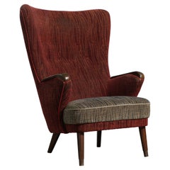 Danish Mid-Century 1950's Lounge Chair with Teak Accent on Armrests