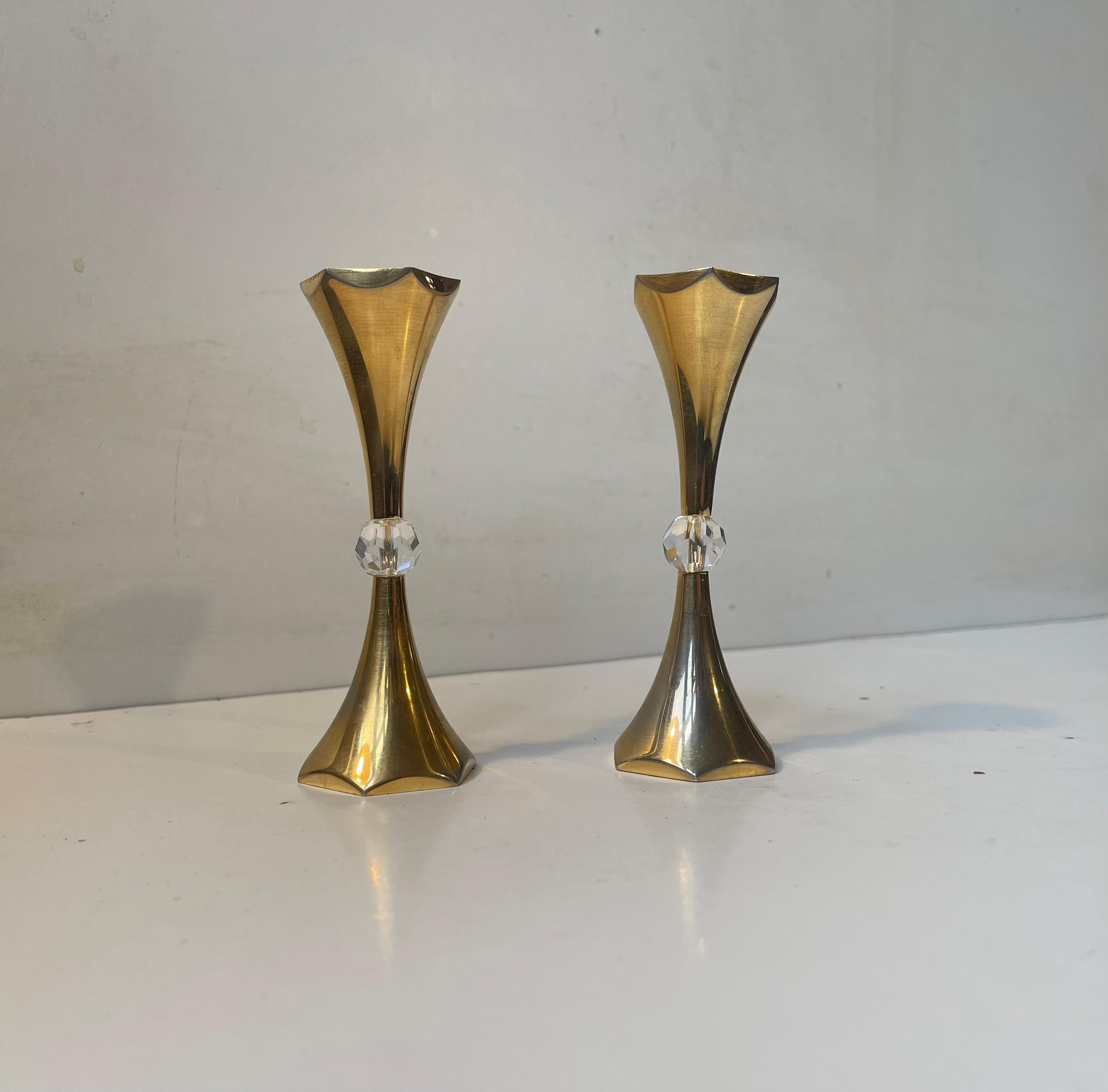 Scandinavian Modern Danish Mid-Century 24 Carat Gold Plated Candlesticks by Hugo Asmussen For Sale