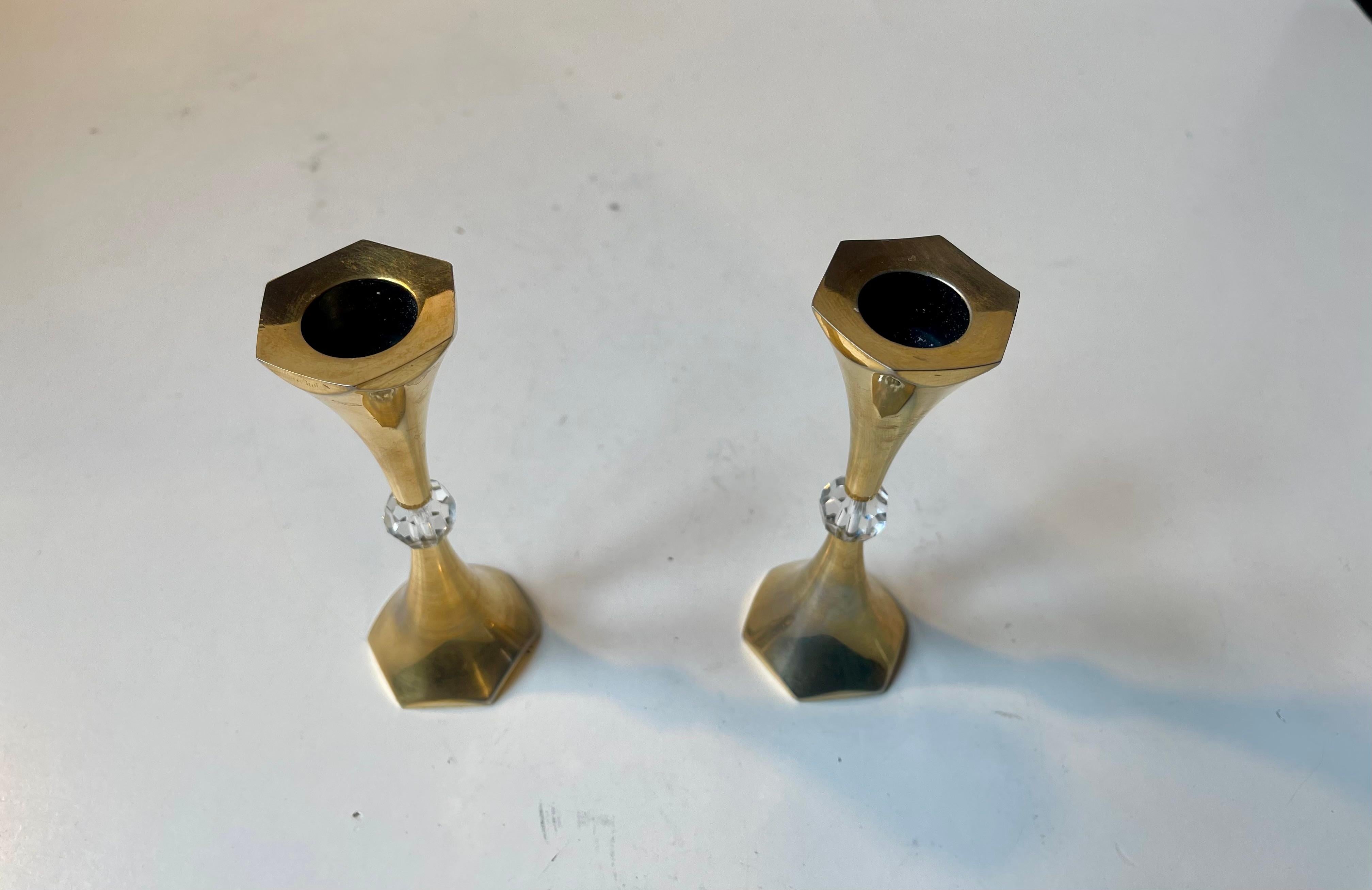 Late 20th Century Danish Mid-Century 24 Carat Gold Plated Candlesticks by Hugo Asmussen For Sale