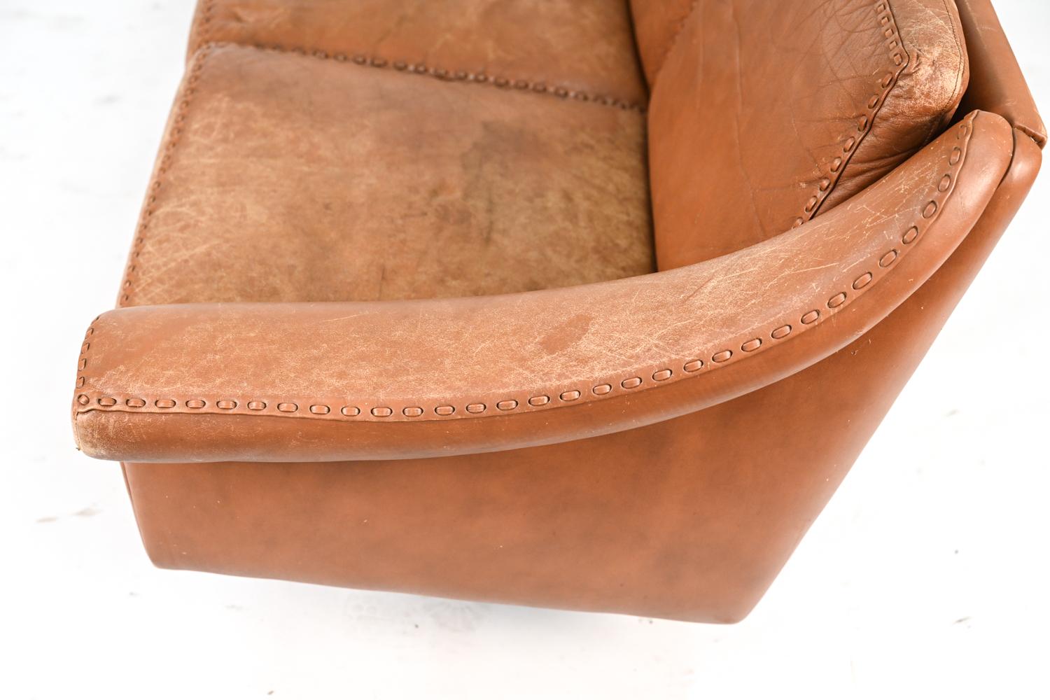 Danish Mid-Century 3-Seater Leather Sofa 7