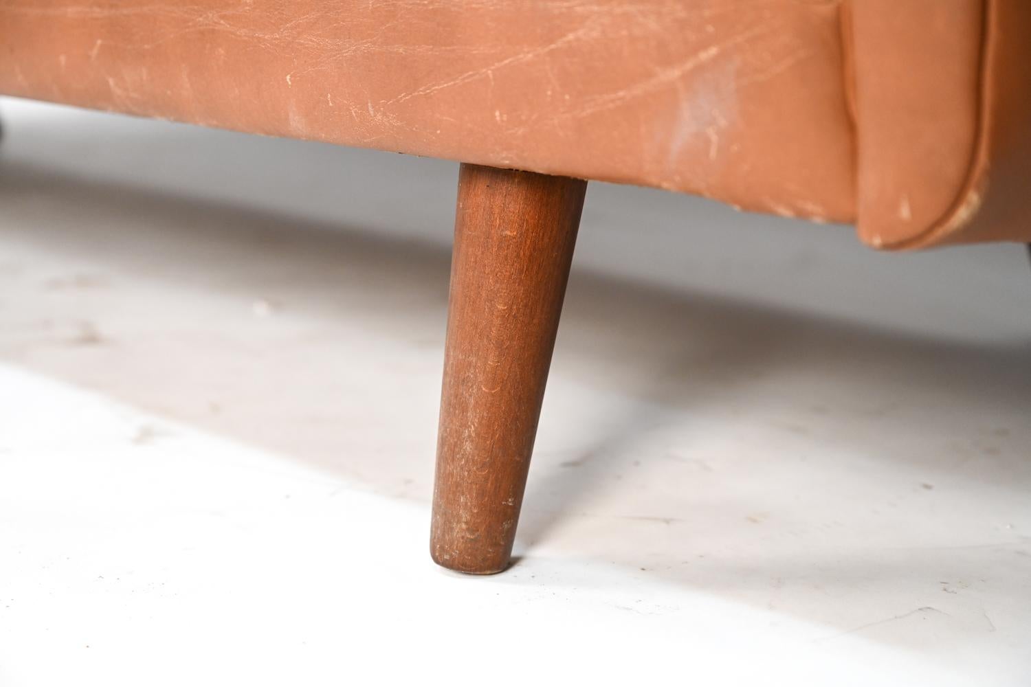 Danish Mid-Century 3-Seater Leather Sofa 1