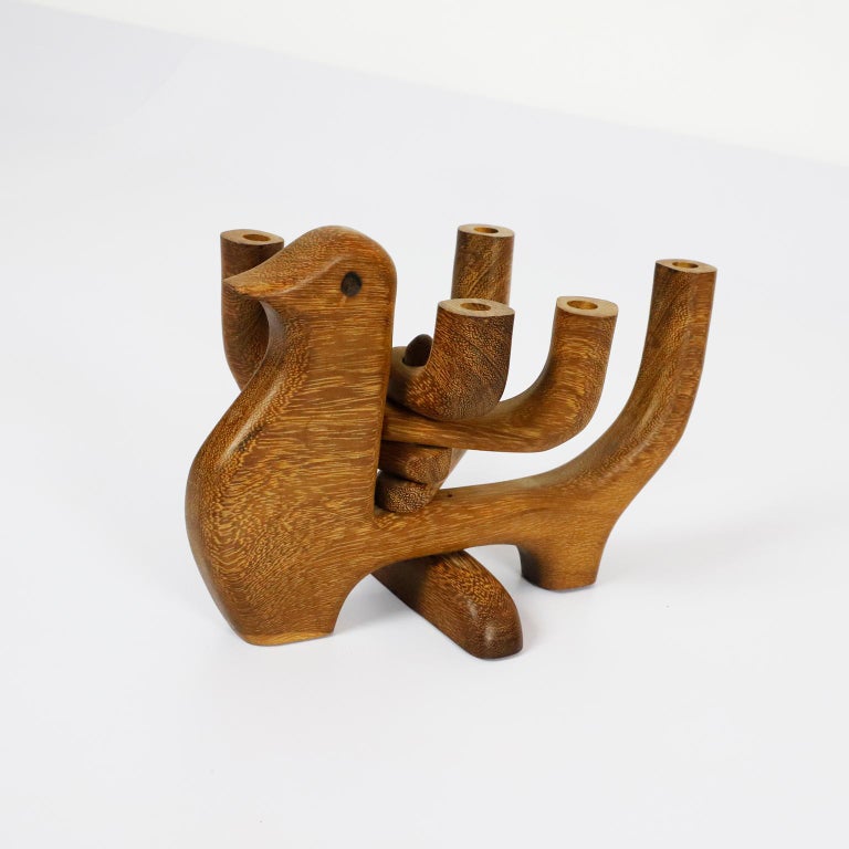 Danish Mid Century 5 Candle Holder Teak Wood Bird at 1stDibs | vintage ...