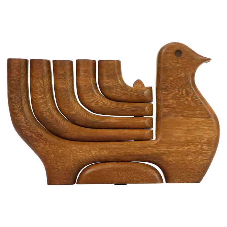 Danish Mid Century 5 Candle Holder Teak Wood Bird at 1stDibs | vintage ...