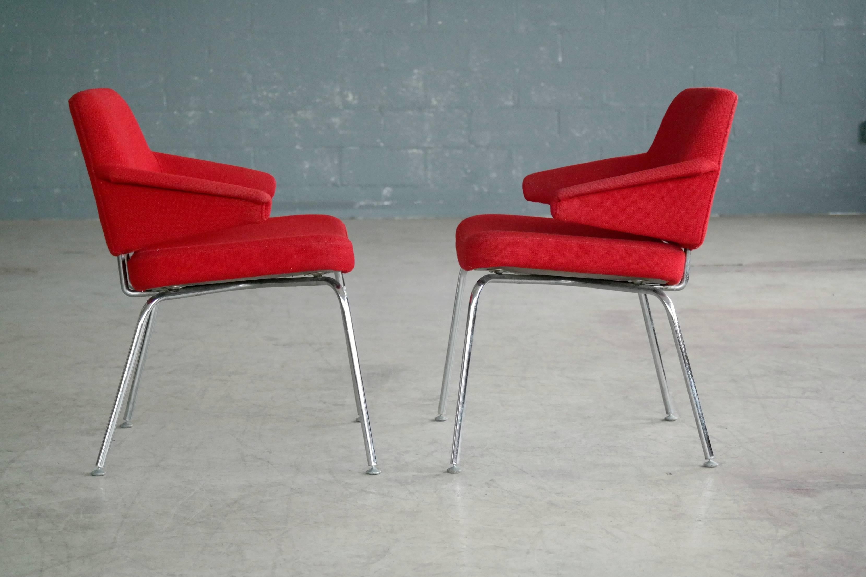 Danish Midcentury Airport Style Lounge or Side Chairs by Duba Møbelindustri In Good Condition In Bridgeport, CT