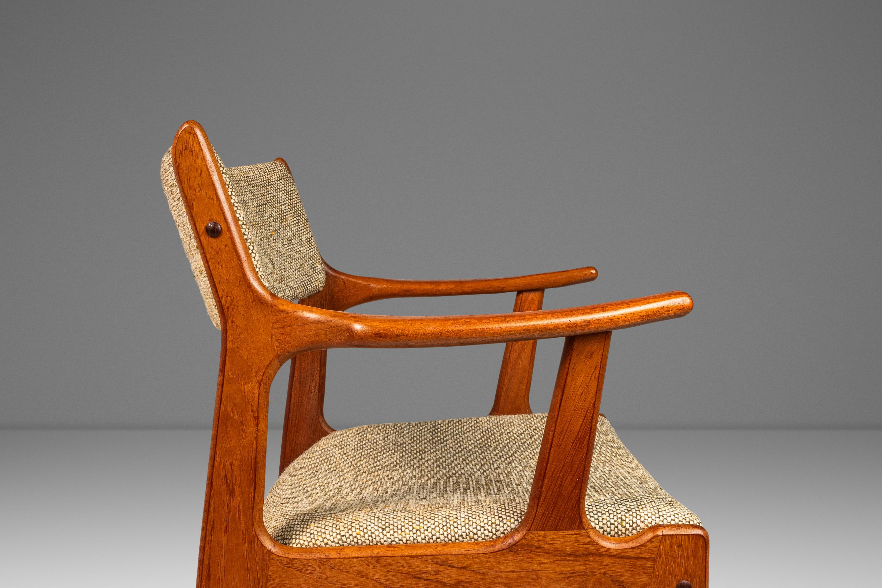 Danish Mid-Century Arm Chair in Solid Teak & Original Fabric by D-Scan, c. 1970s For Sale 8