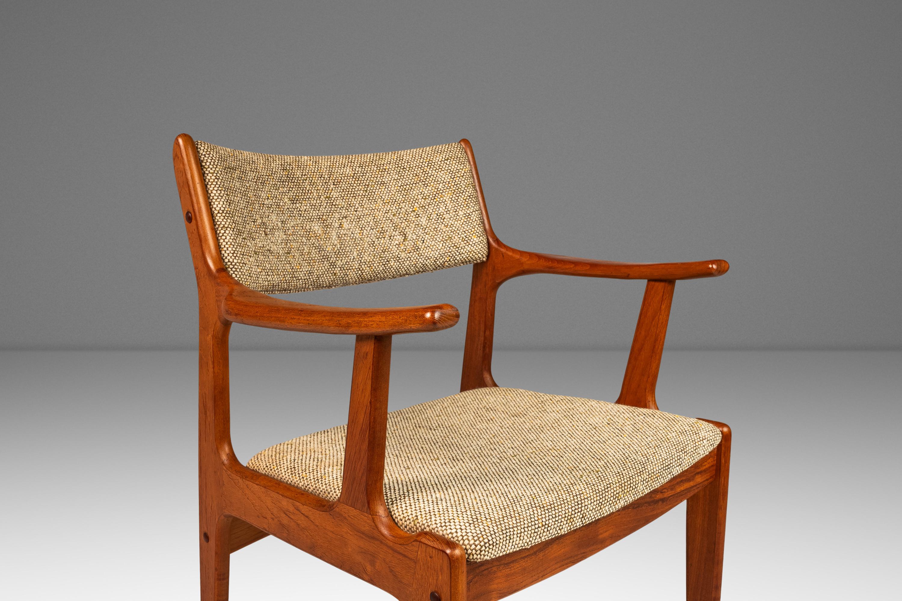 Danish Mid-Century Arm Chair in Solid Teak & Original Fabric by D-Scan, c. 1970s For Sale 10