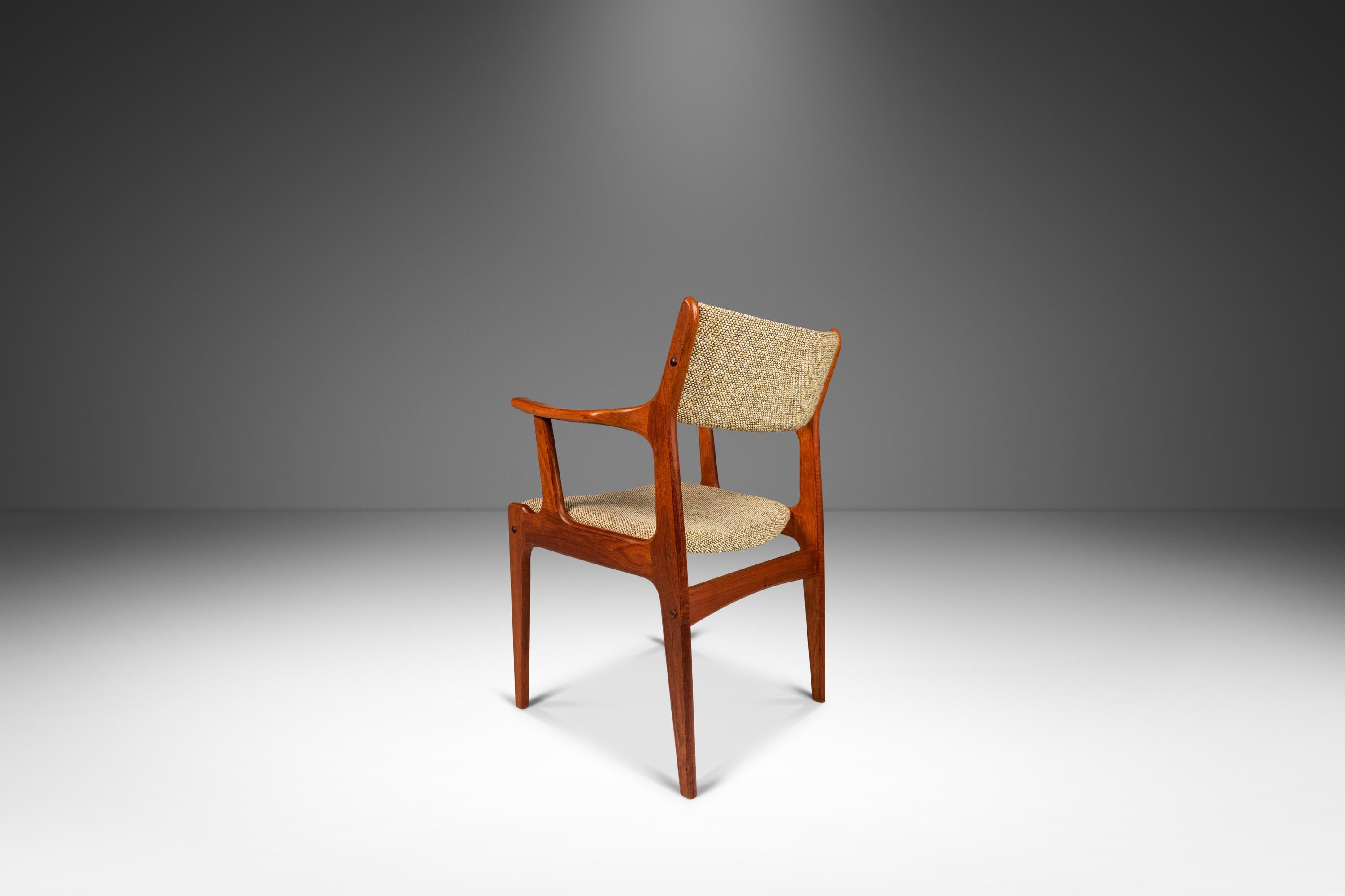 Mid-Century Modern Danish Mid-Century Arm Chair in Solid Teak & Original Fabric by D-Scan, c. 1970s For Sale