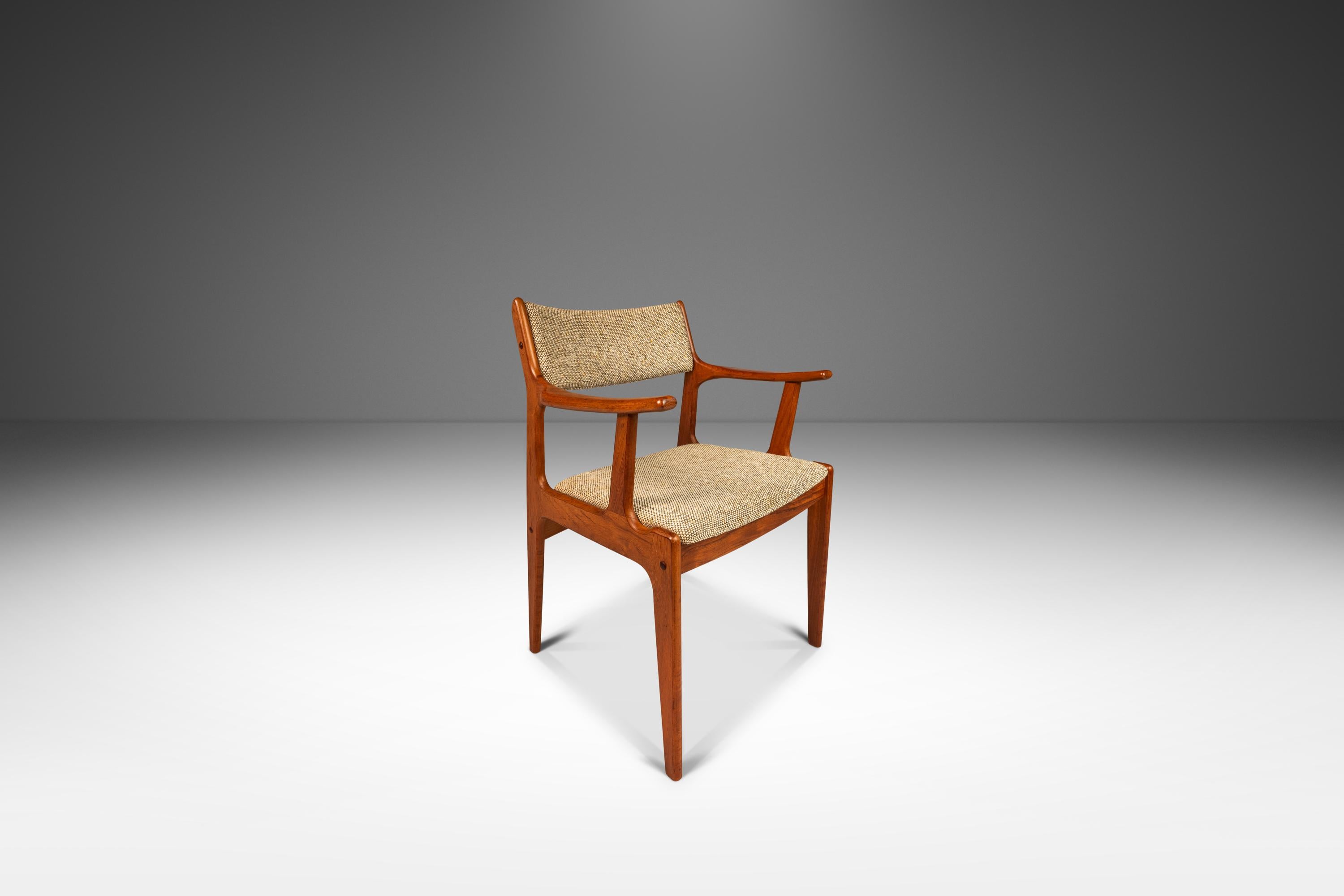 Danish Mid-Century Arm Chair in Solid Teak & Original Fabric by D-Scan, c. 1970s For Sale 3