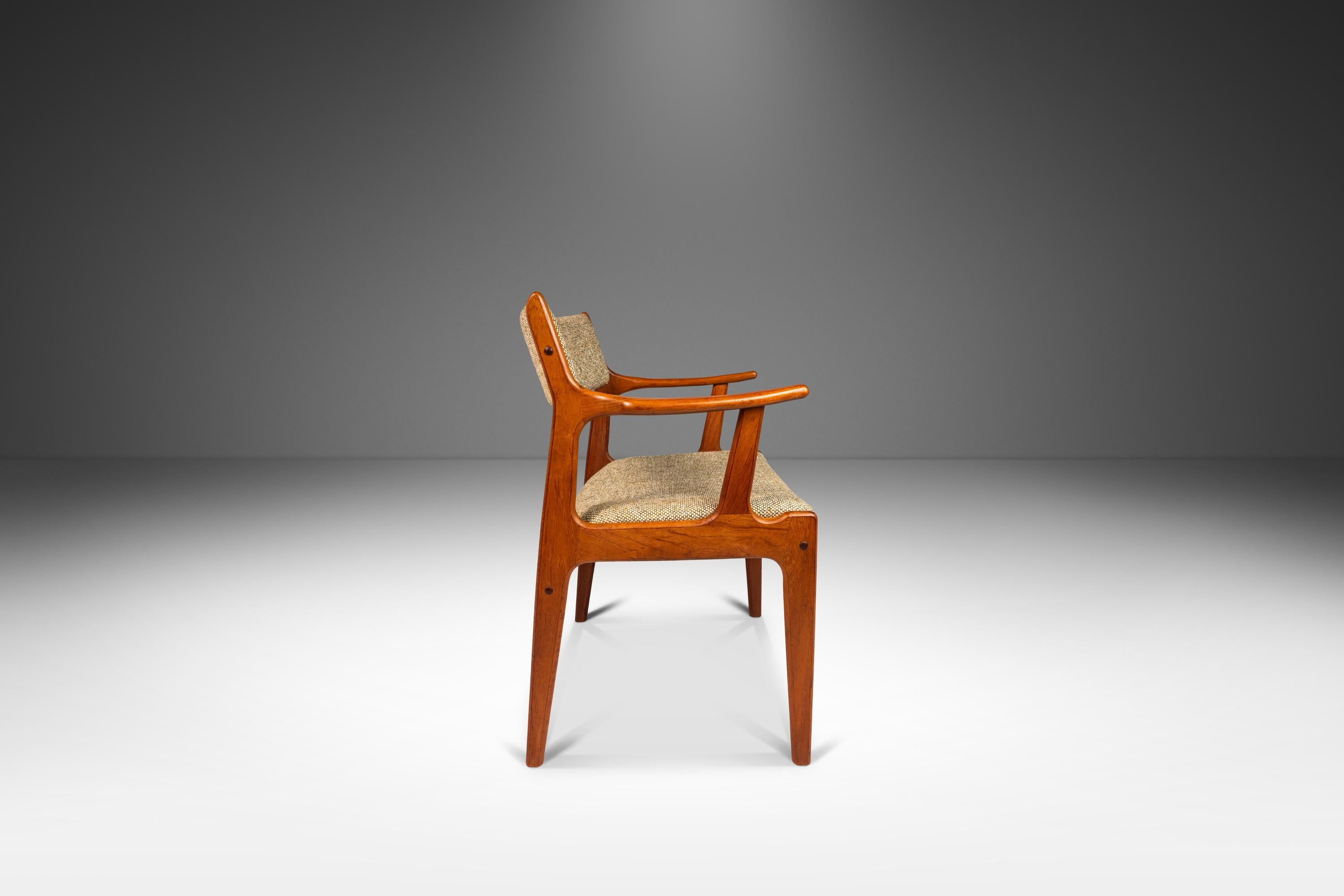 Danish Mid-Century Arm Chair in Solid Teak & Original Fabric by D-Scan, c. 1970s For Sale 4