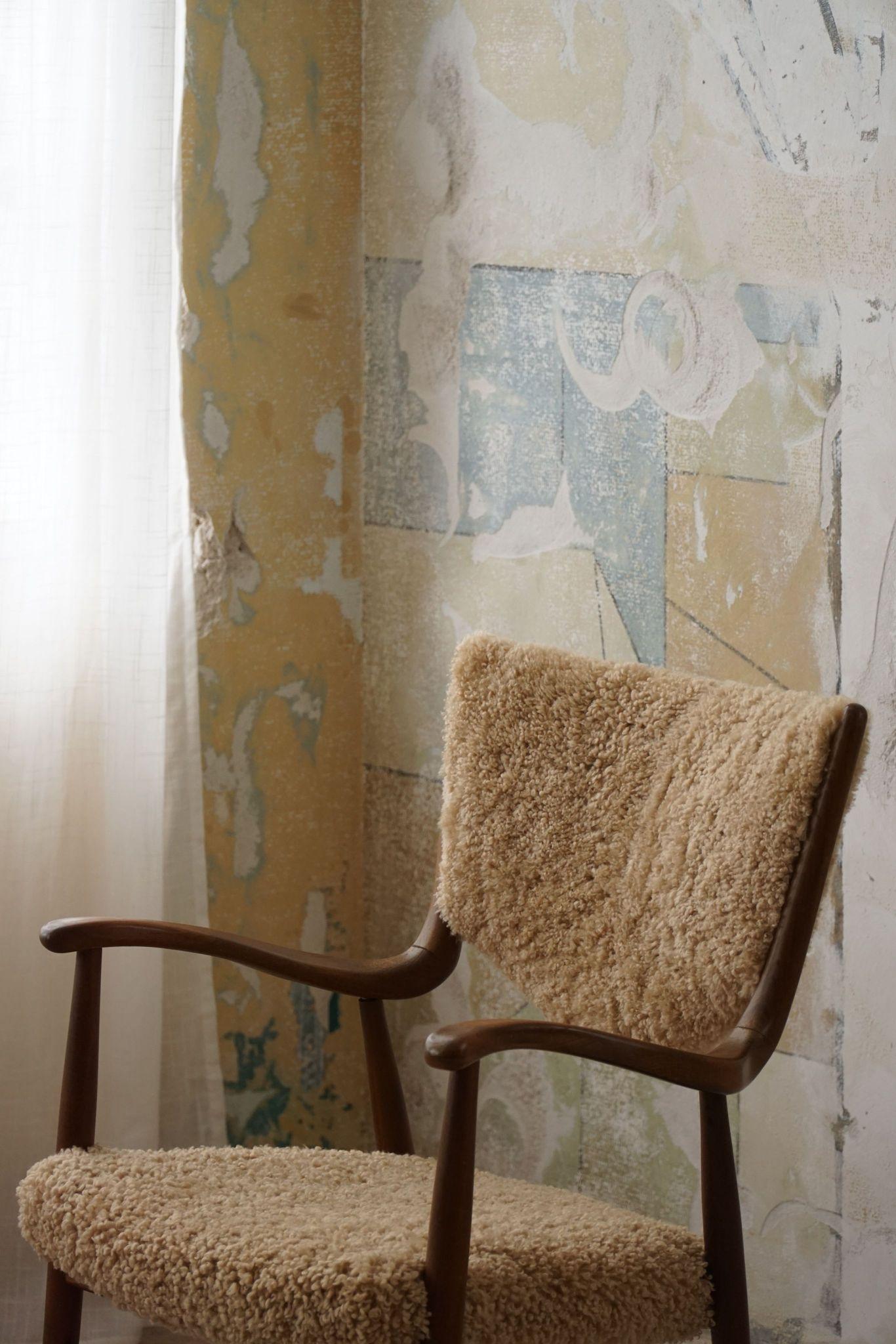 Danish Mid Century Armchair in Beech & Lambswool, Finn Juhl, 1950s 2