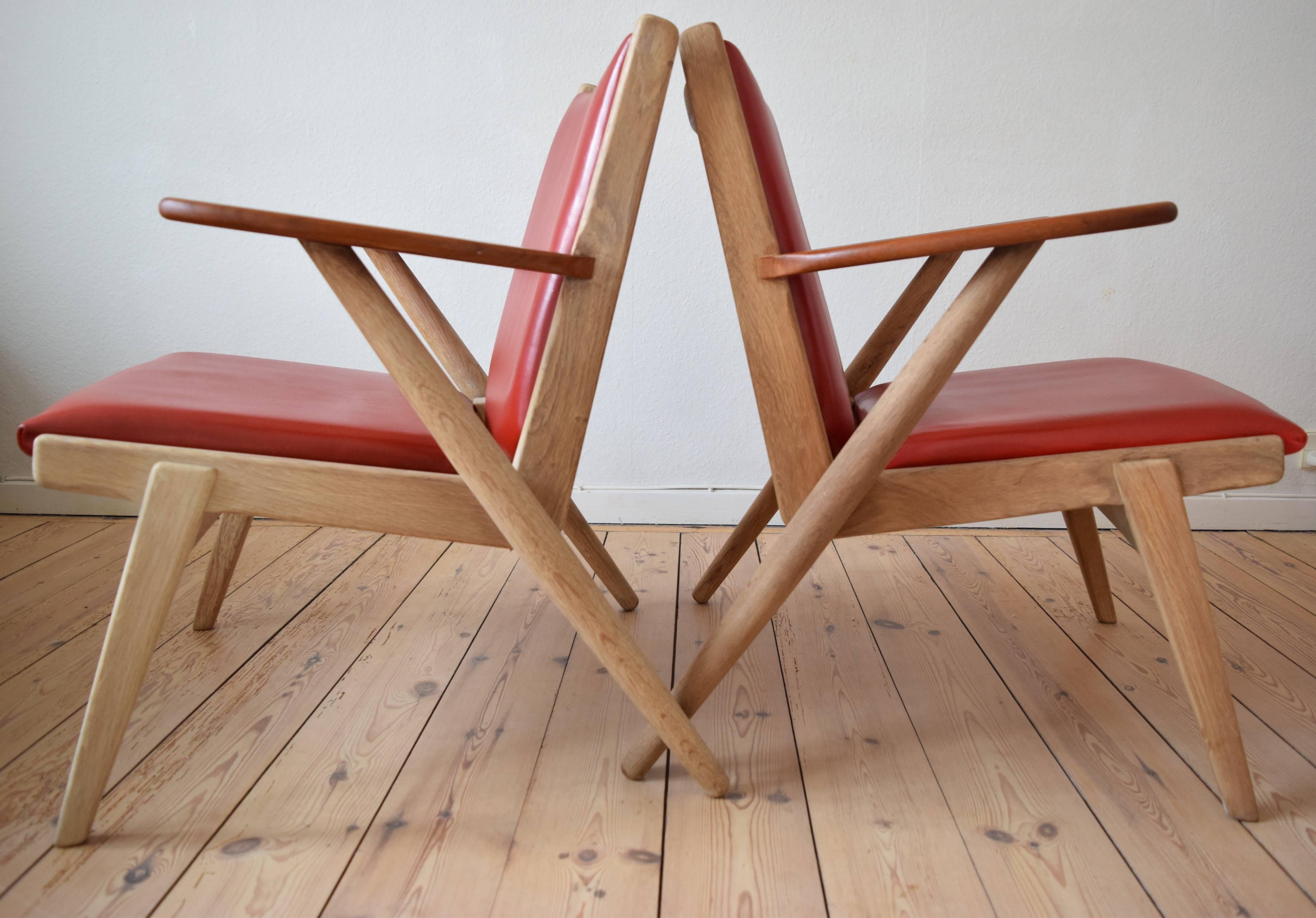 Leather Danish Midcentury Arne Wahl Iversen nr.14 Lounge Chairs, 1955