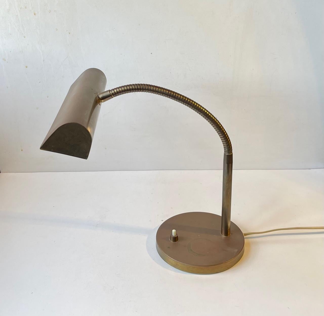 Mid-20th Century Danish Mid-Century Bankers Desk Lamp in Brass by E. S. Horn, 1950s