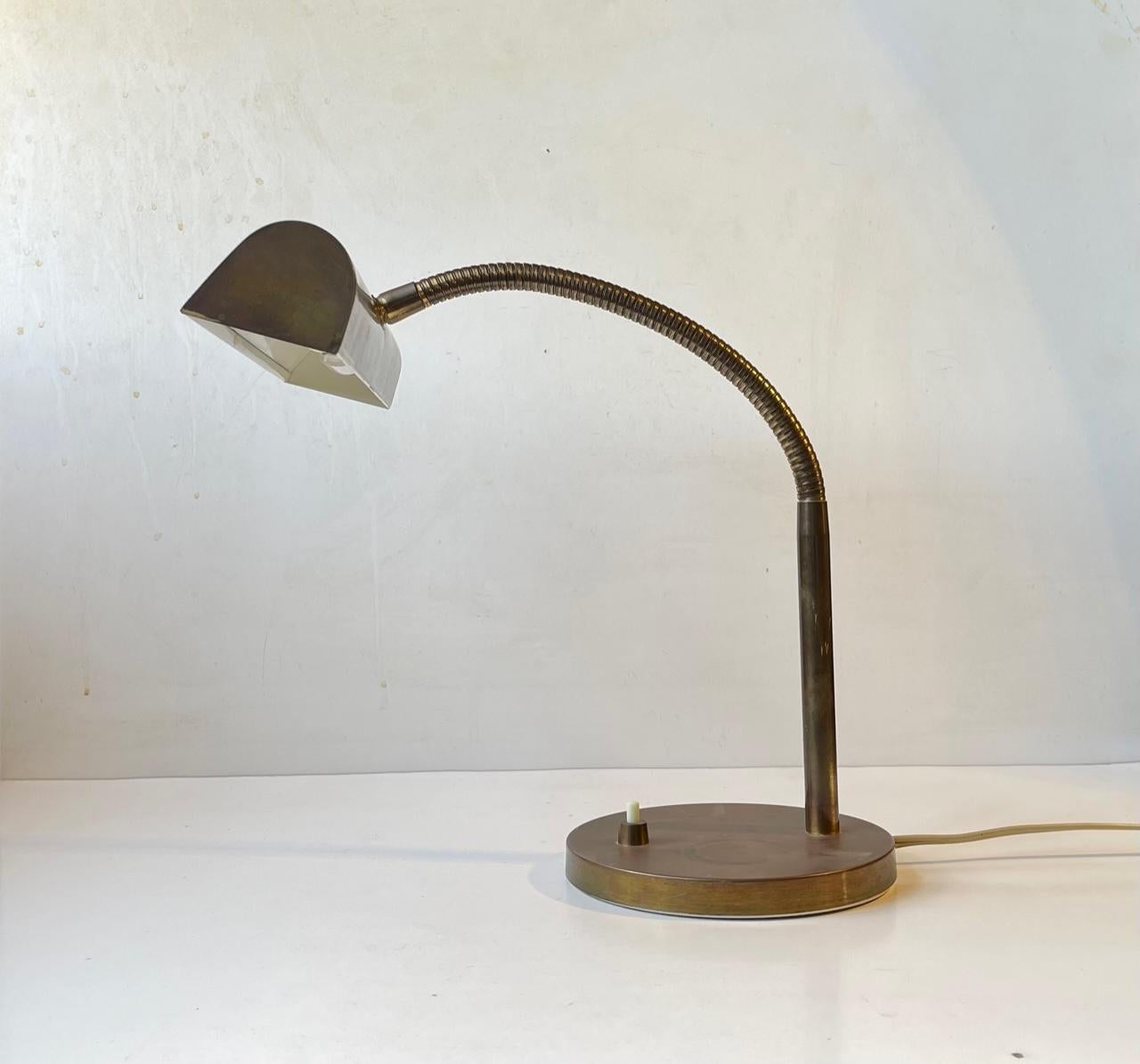 Danish Mid-Century Bankers Desk Lamp in Brass by E. S. Horn, 1950s 1