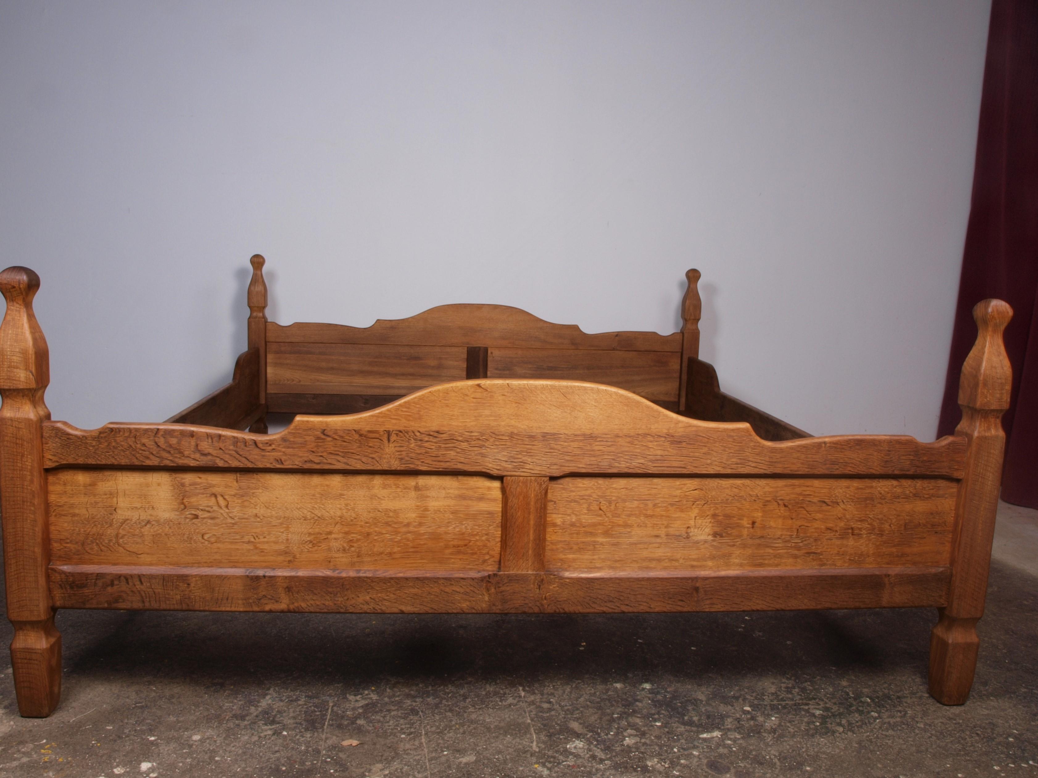 Danish Mid-Century Bed/Bedframe in Solid Oak in style of Henning Kjærnulf For Sale 8