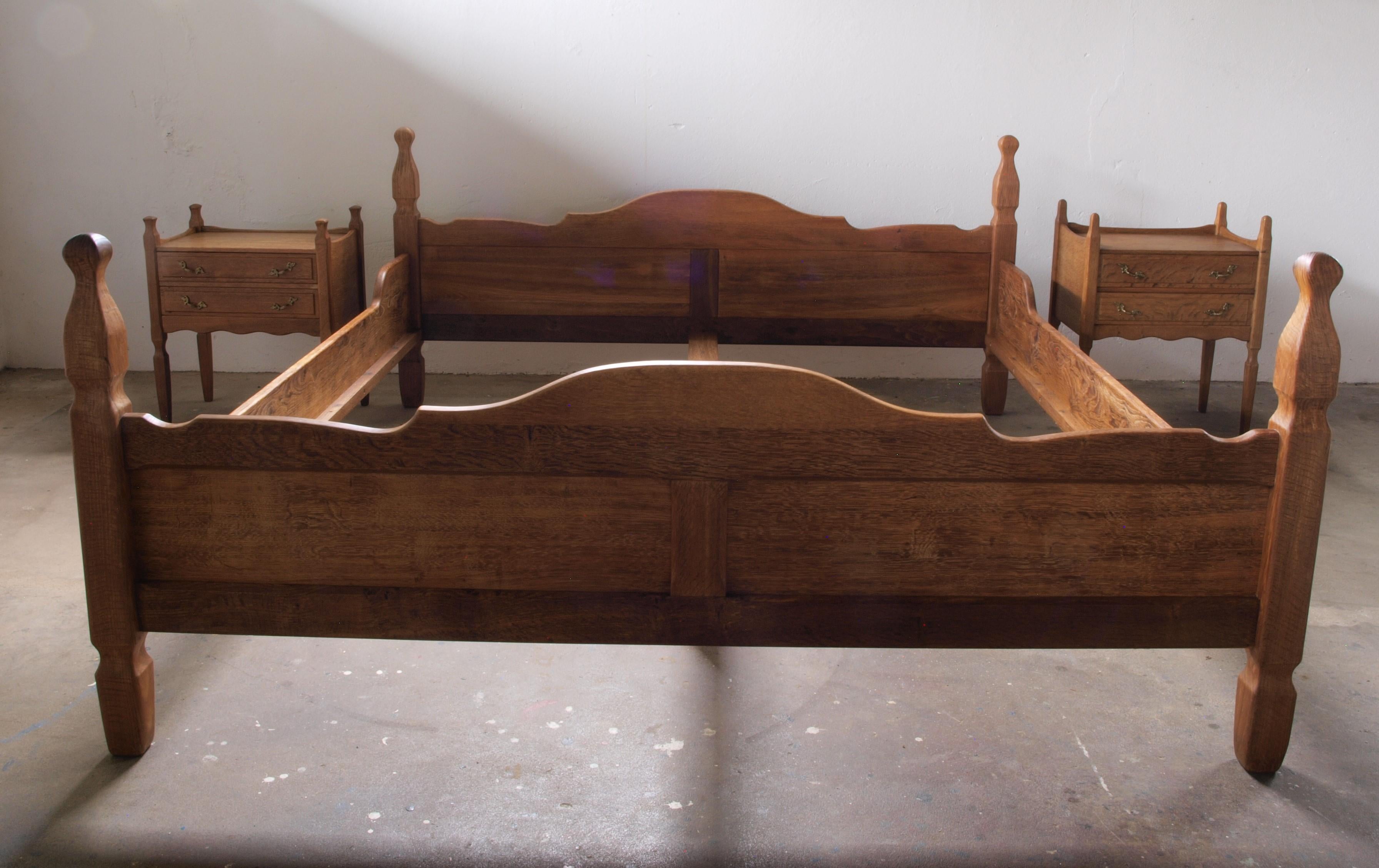 Danish Mid-Century Bed/Bedframe in Solid Oak in style of Henning Kjærnulf For Sale 14