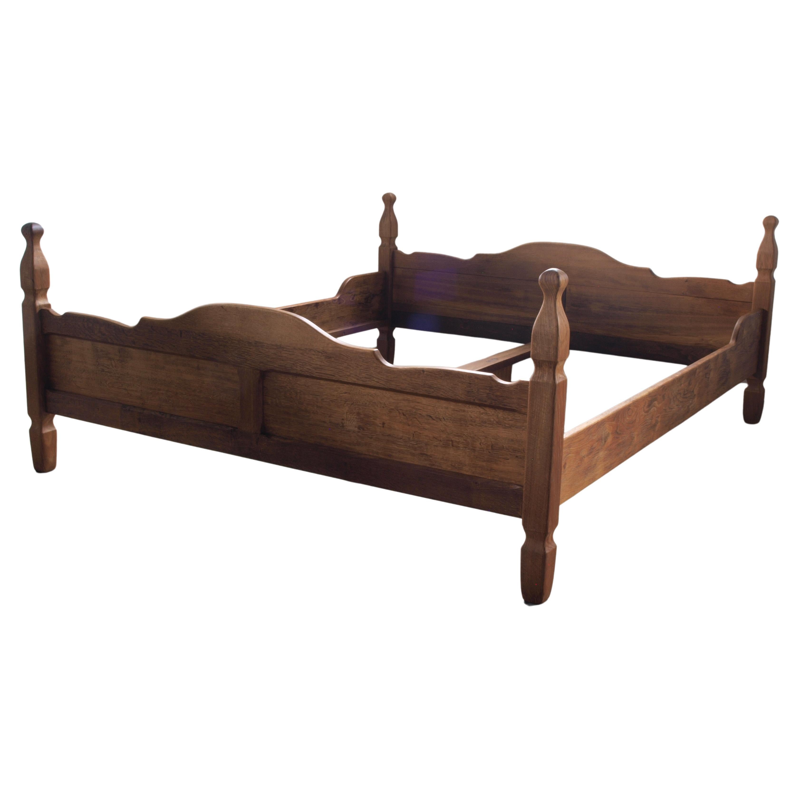 Danish Mid-Century Bed/Bedframe in Solid Oak in style of Henning Kjærnulf For Sale