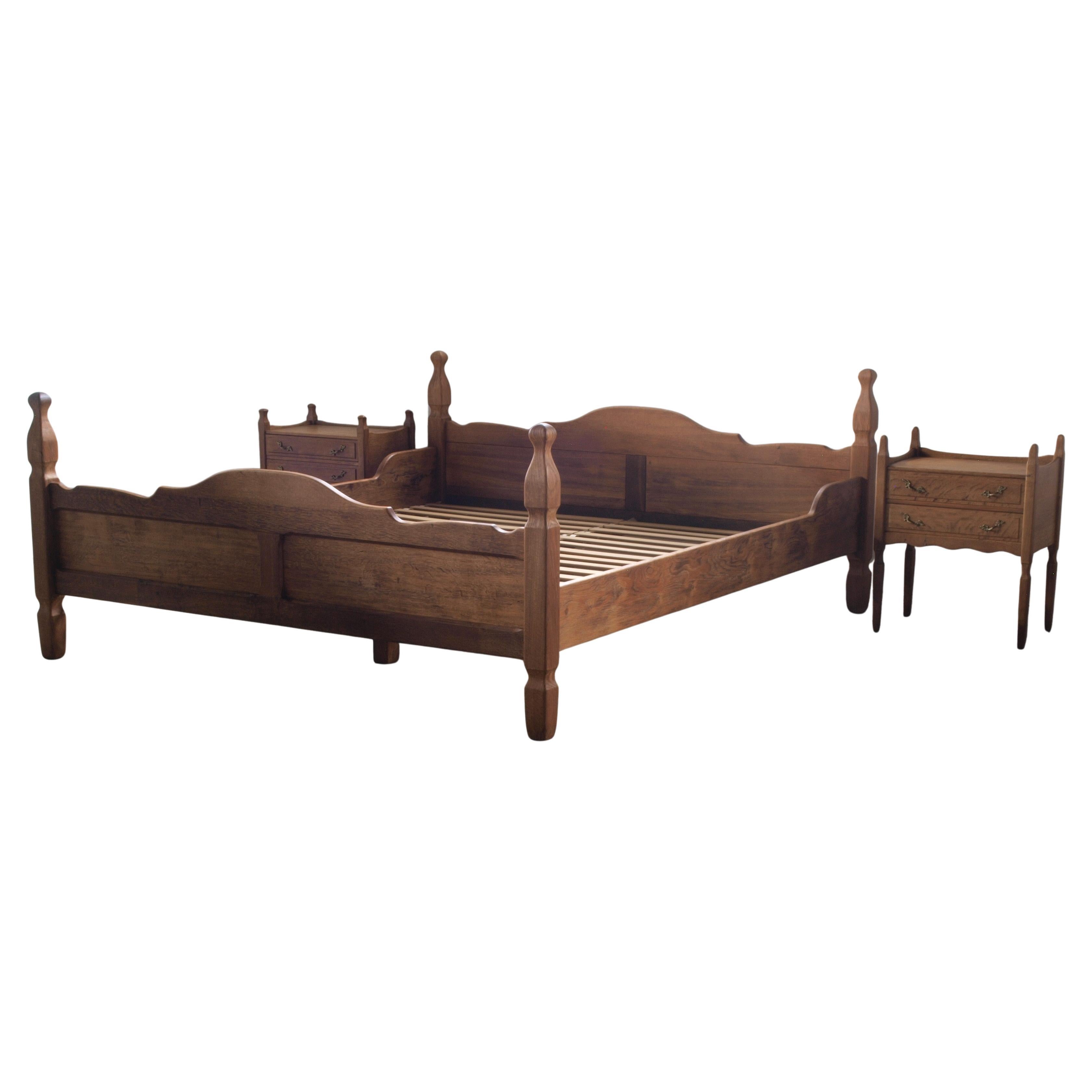 Danish Mid-Century Bed/Bedframe in Solid Oak in style of Henning Kjærnulf