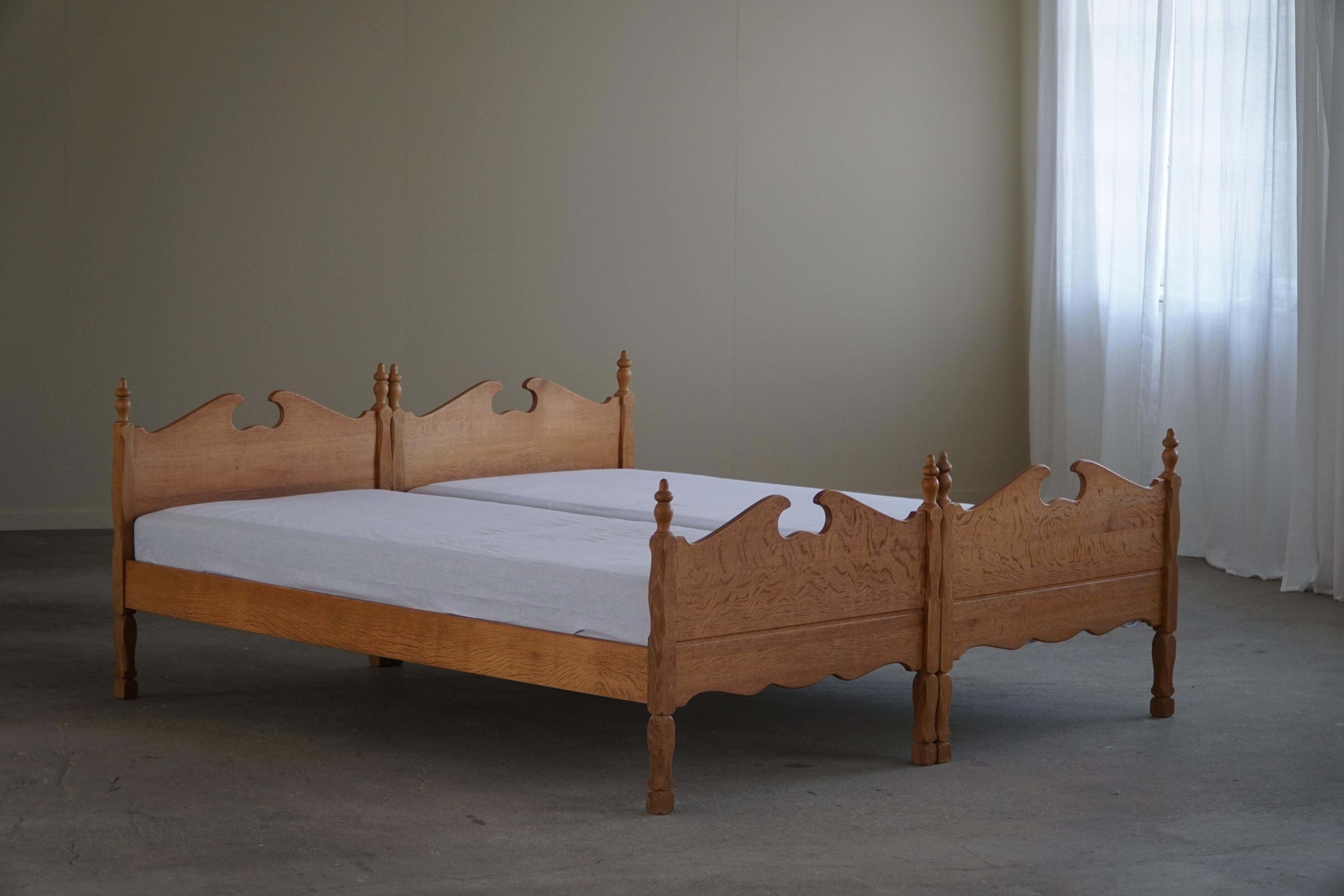 Scandinavian Modern Danish Midcentury Bed in Oak, Made by Thrane & Son, 1960s