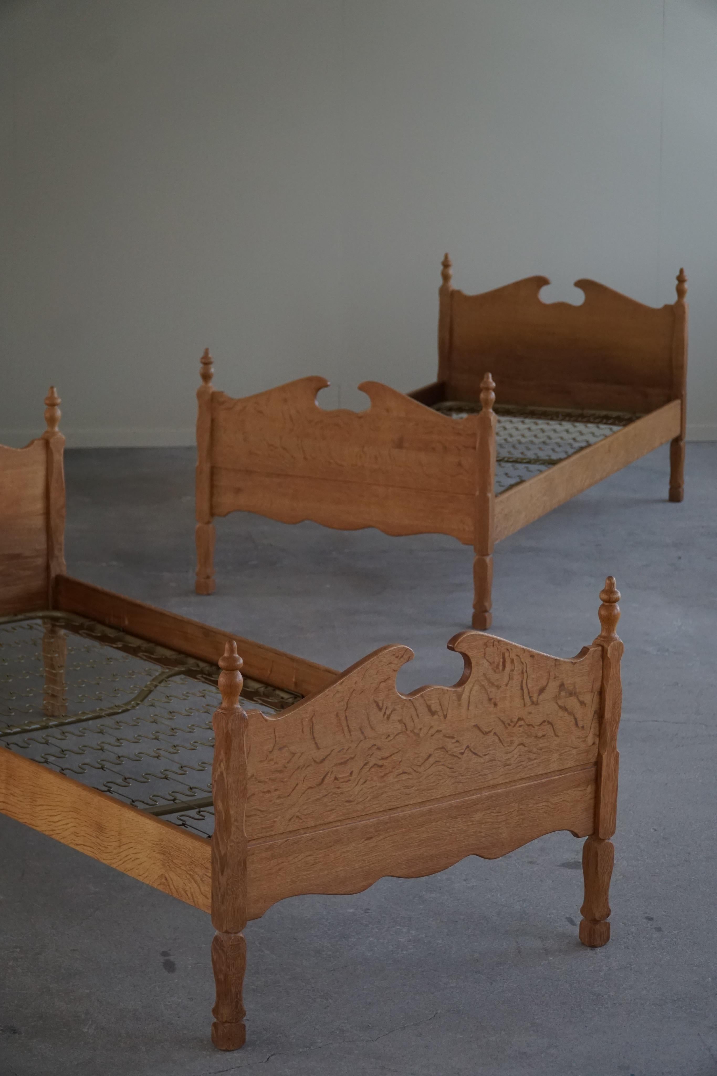 Danish Midcentury Bed in Oak, Made by Thrane & Son, 1960s 1
