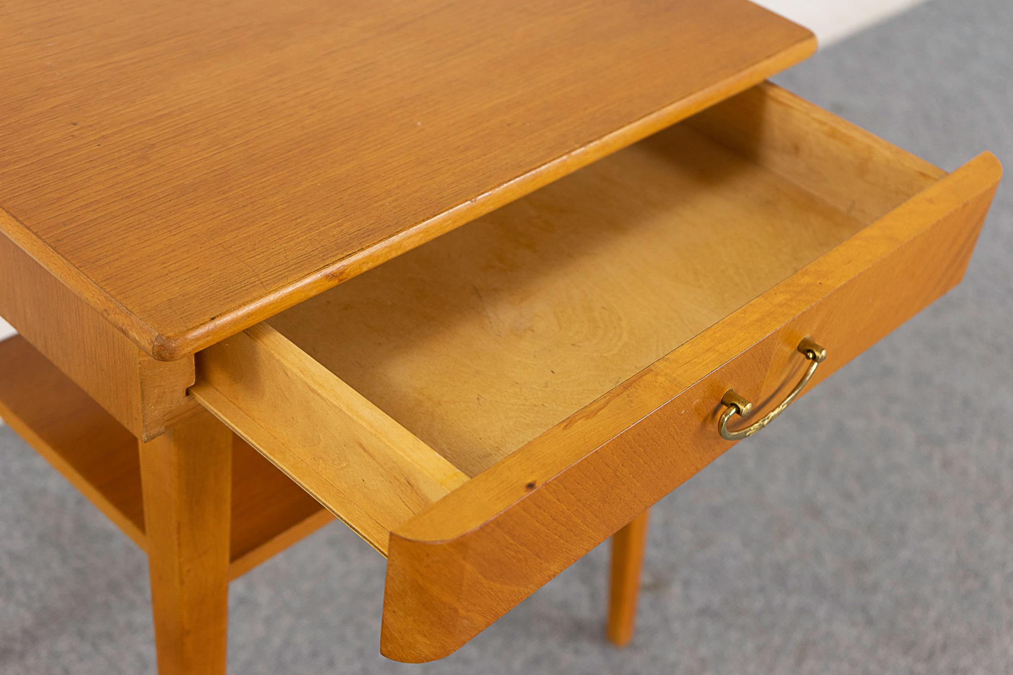 Danish Mid-Century Beech Bedside Table For Sale 1