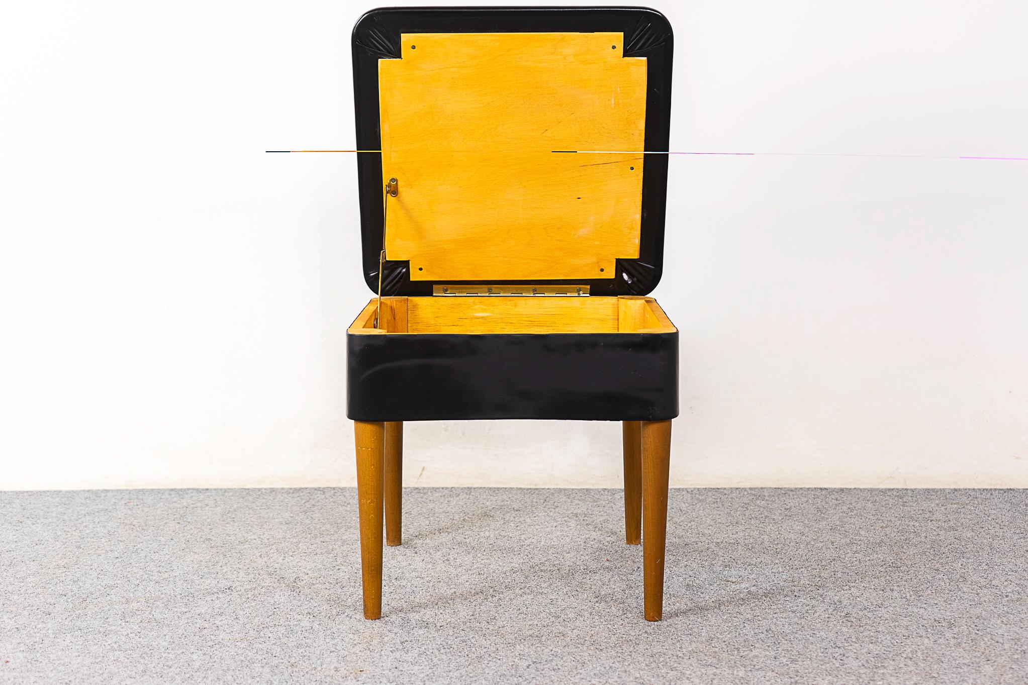 Scandinavian Modern Danish Mid-Century Beech Fliptop Footstool with Storage For Sale