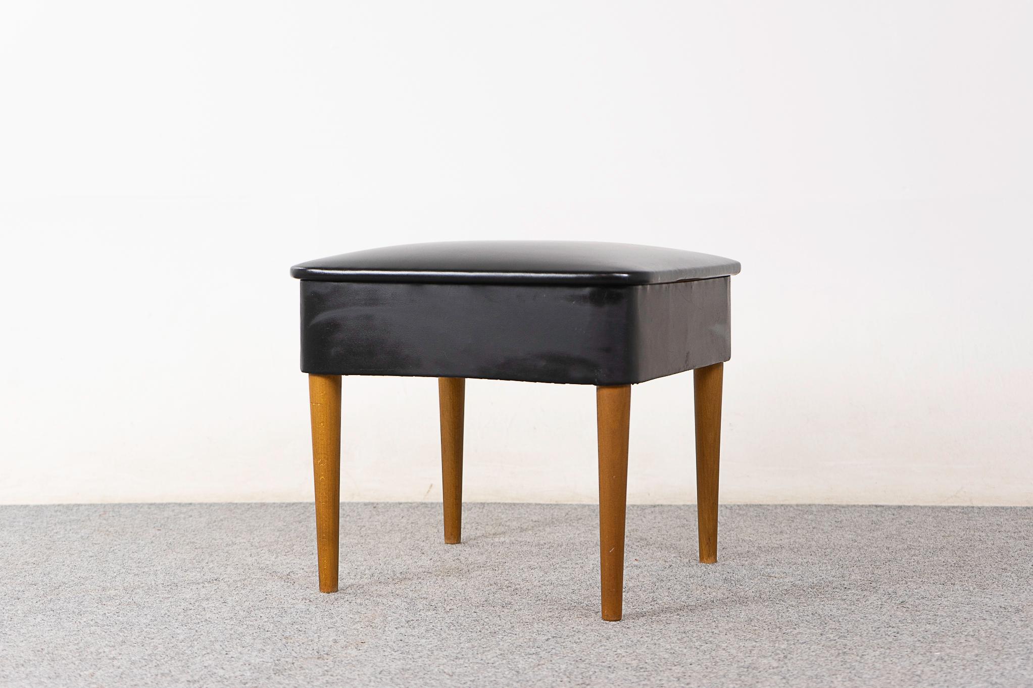 Danish Mid-Century Beech Fliptop Footstool with Storage For Sale 1