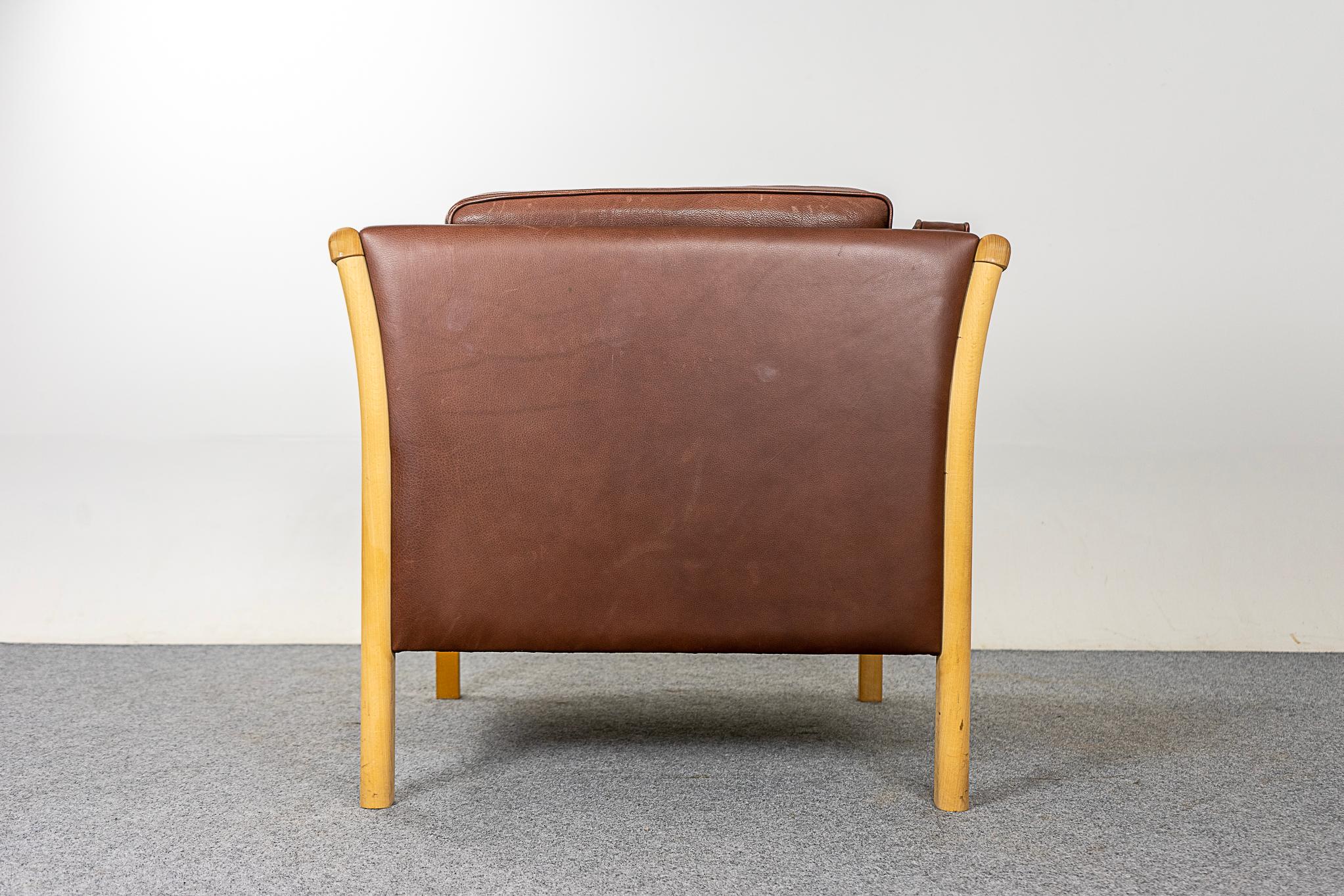 Danish Mid-Century Beech & Leather Lounge Chair For Sale 5