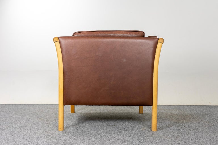 Danish Mid-Century Beech & Leather Lounge Chair For Sale 6