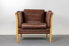 Danish Mid-Century Beech & Leather Lounge Chair