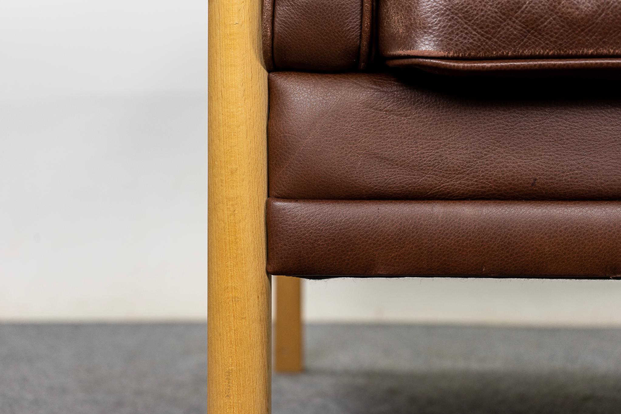 Scandinavian Modern Danish Mid-Century Beech & Leather Lounge Chair For Sale
