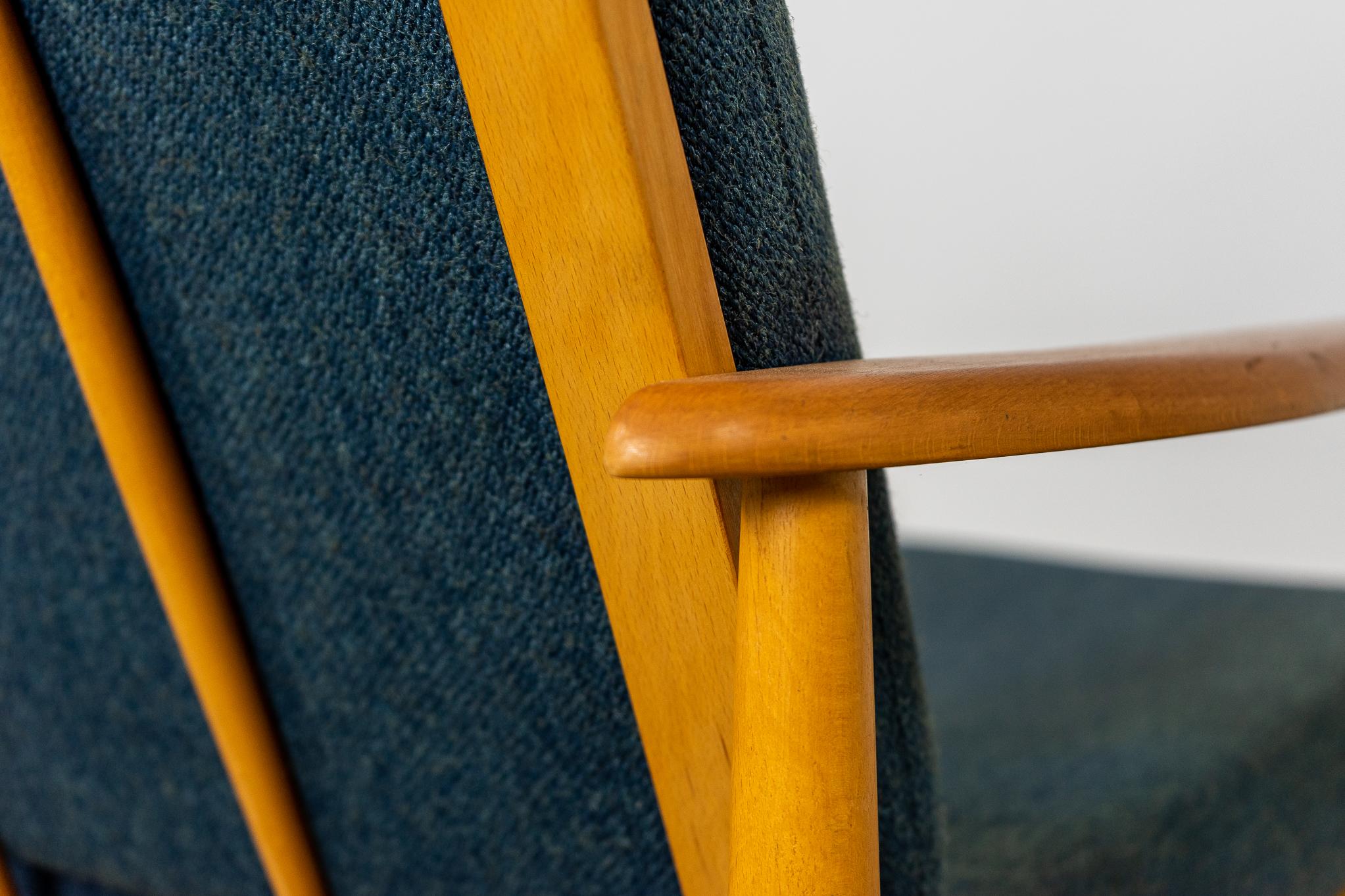 Danish Mid-Century Beech Lounge Chair For Sale 5