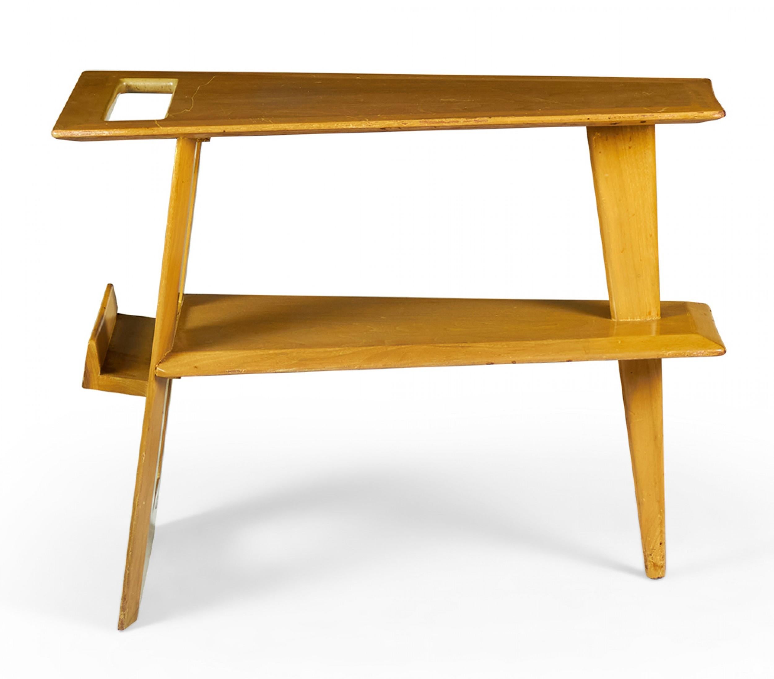 Mesa de revista danesa de mediados de siglo de caoba rubia en cuña 'Manner of Jens Risom en venta 1