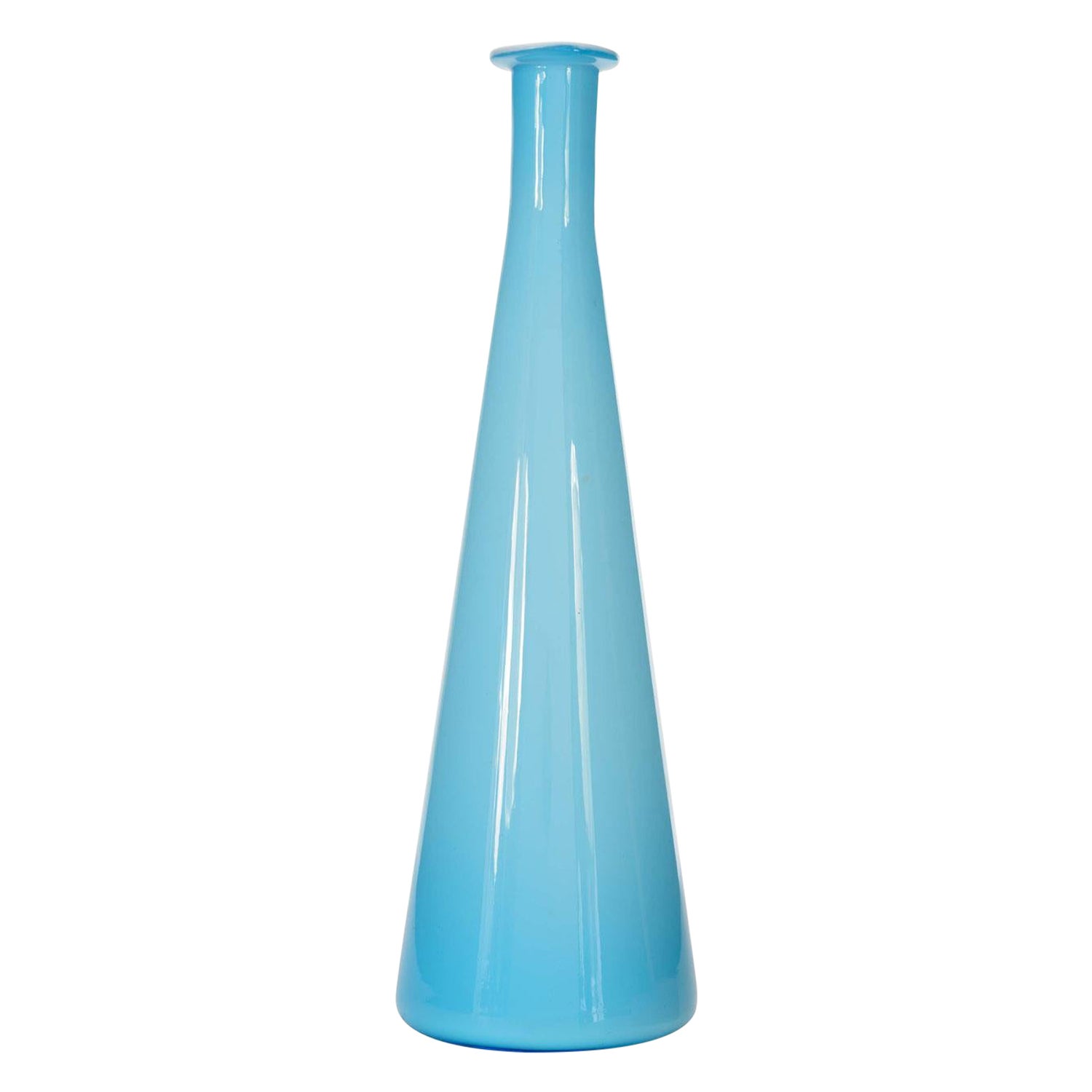 Danish Mid-Century Blue and White Glass Bud Vase For Sale